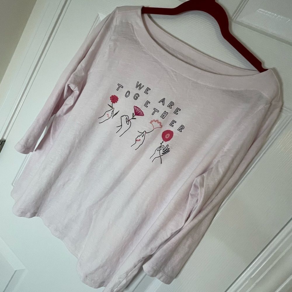 Loft cotton light pink 3/4 sleeve We Are Together T-shirt XL